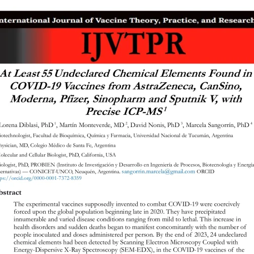 Se encuentran al menos 55 elementos químicos no declarados en las vacunas COVID-19 de AstraZeneca, CanSino, Moderna, Pfizer, Sinopharm y Sputnik V, con ICP-MS precisa