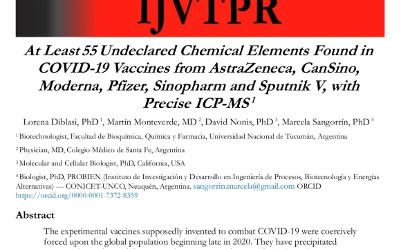 Se encuentran al menos 55 elementos químicos no declarados en las vacunas COVID-19 de AstraZeneca, CanSino, Moderna, Pfizer, Sinopharm y Sputnik V, con ICP-MS precisa